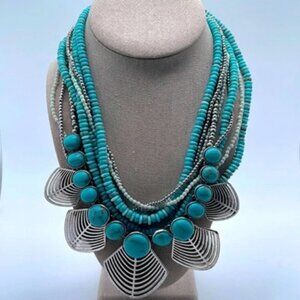 Lucky Brand Turquoise Multistrand Beaded Statement Necklace